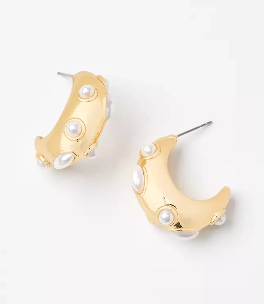 Pearlized C Hoop Earrings