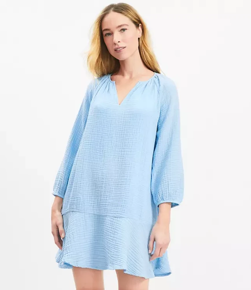 LOFT Beach Triple Cloth Flounce Dress