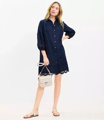 Petite Eyelet Mini Shirtdress