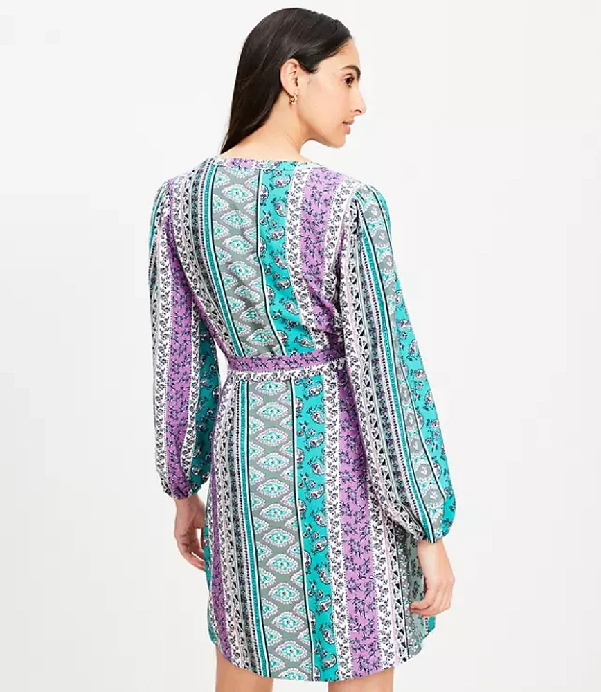 Petite Floral Stripe Belted Mini Dress