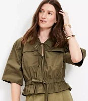 Poplin Safari Peplum Top