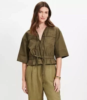 Poplin Safari Peplum Top