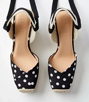 Dotted Lace Up Espadrille Wedges