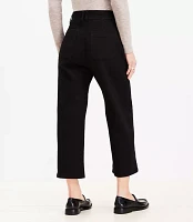 Petite High Rise Denim Culottes in Jet Black Wash