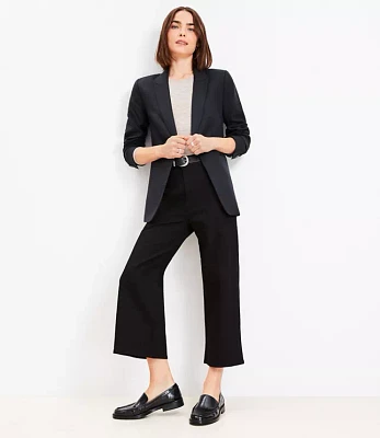 Petite High Rise Denim Culottes Jet Black Wash