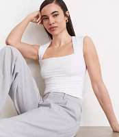 LOFT Versa 360 Knit Ruched Square Neck Bodysuit