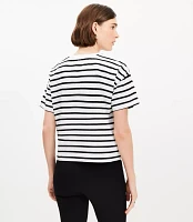 Petite Striped Side Button Jersey Modern Tee