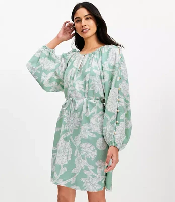 Floral Button Sleeve Mini Dress