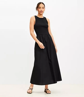 Poplin Mixed Media Midi Pocket Dress