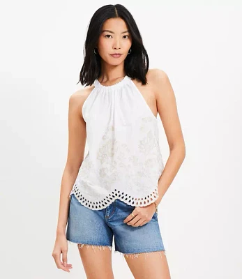 Floral Eyelet Halter Top