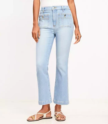 Petite Curvy Patch Pocket Kick Crop Jeans in Bright Vintage Wash