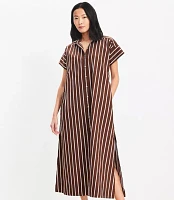 Striped Poplin Maxi Pocket Shirtdress