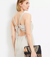 Linen Cutout Back Mini Pocket Dress
