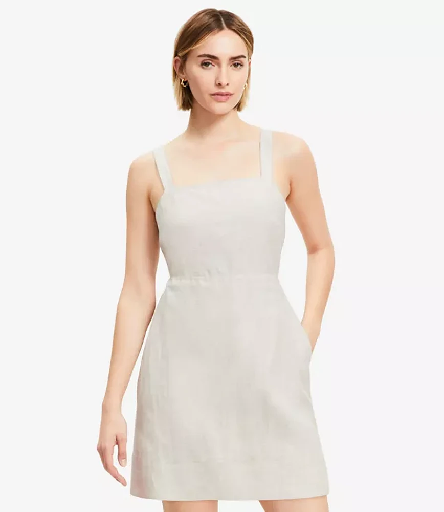Linen Cutout Back Mini Pocket Dress