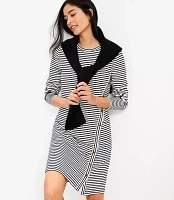 Striped Side Button Long Sleeve Mini Dress