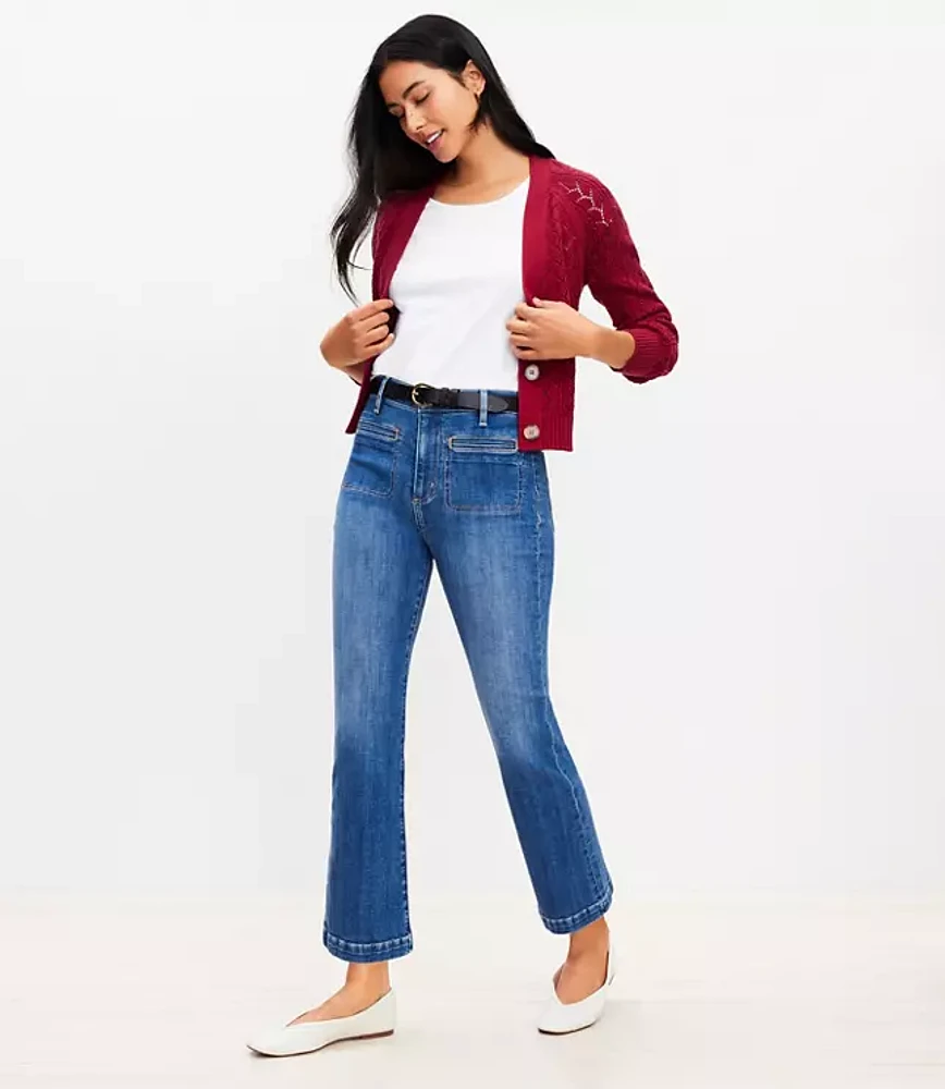 Petite Welt Pocket High Rise Kick Crop Jeans Classic Mid Wash