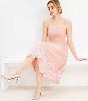 Daisy Eyelet Sweetheart Strappy Midi Dress