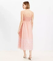 Daisy Eyelet Sweetheart Strappy Midi Dress