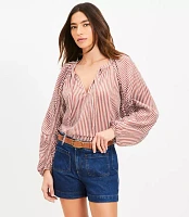 Striped Ruched Sleeve Blouse