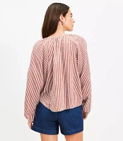 Striped Ruched Sleeve Blouse