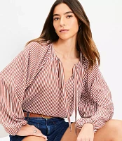 Striped Ruched Sleeve Blouse