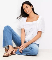 Eyelet Square Neck Top