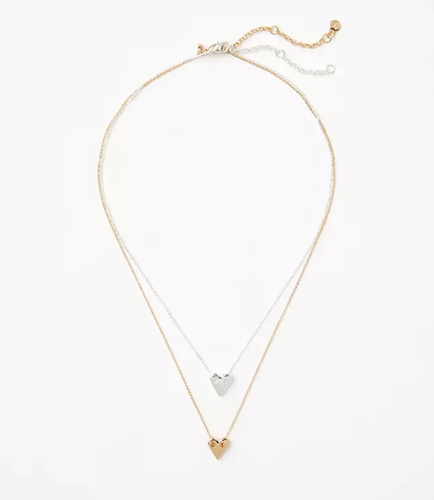 Mixed Metal Heart Layered Necklace Set