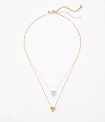 Mixed Metal Heart Layered Necklace Set