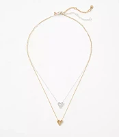 Mixed Metal Heart Layered Necklace Set