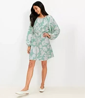 Petite Floral Button Sleeve Mini Dress