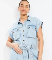 Denim Utility Romper Light Wash