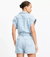 Denim Utility Romper Light Wash