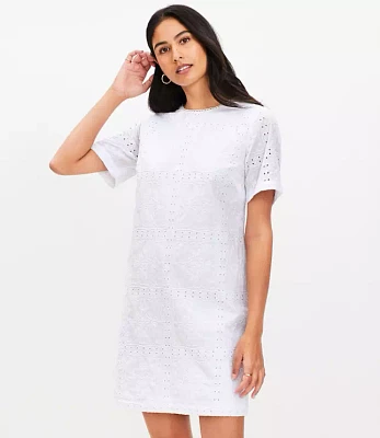 Petite Eyelet Scalloped Neck Mini Dress