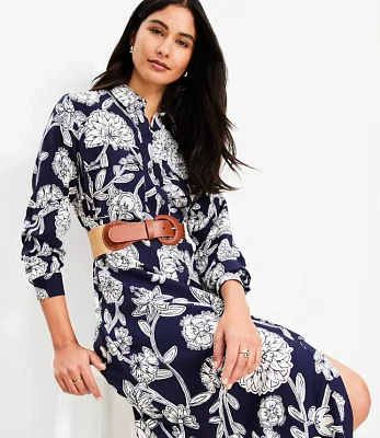 Petite Floral Midi Pocket Shirtdress