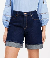 A-Line High Rise Denim Shorts Rinse Wash