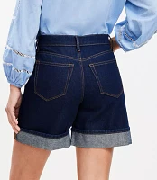 A-Line High Rise Denim Shorts Rinse Wash