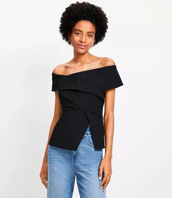 Petite Asymmetrical Off The Shoulder Top