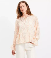 Floral Pintucked Ruffle Cuff Blouse