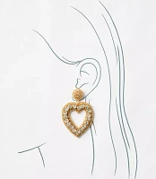 Metallic Heart Drop Statement Earrings