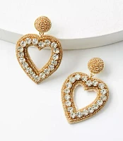 Metallic Heart Drop Statement Earrings