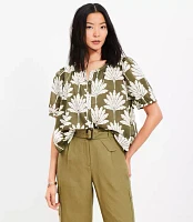Palm Bubble Sleeve Blouse