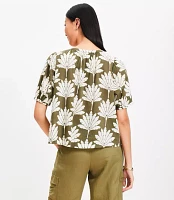 Palm Bubble Sleeve Blouse