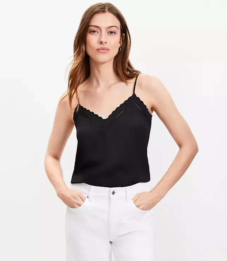 Petite Embroidered Scalloped V-Neck Cami