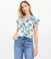 Floral Ruffle Tie Peplum Top