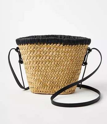 Whipstitch Straw Crossbody Bag