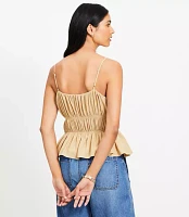 Smocked V-Neck Peplum Cami