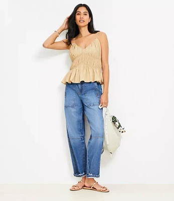 Smocked V-Neck Peplum Cami