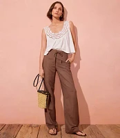 Straight Pants Linen Blend