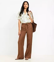 Straight Pants Linen Blend