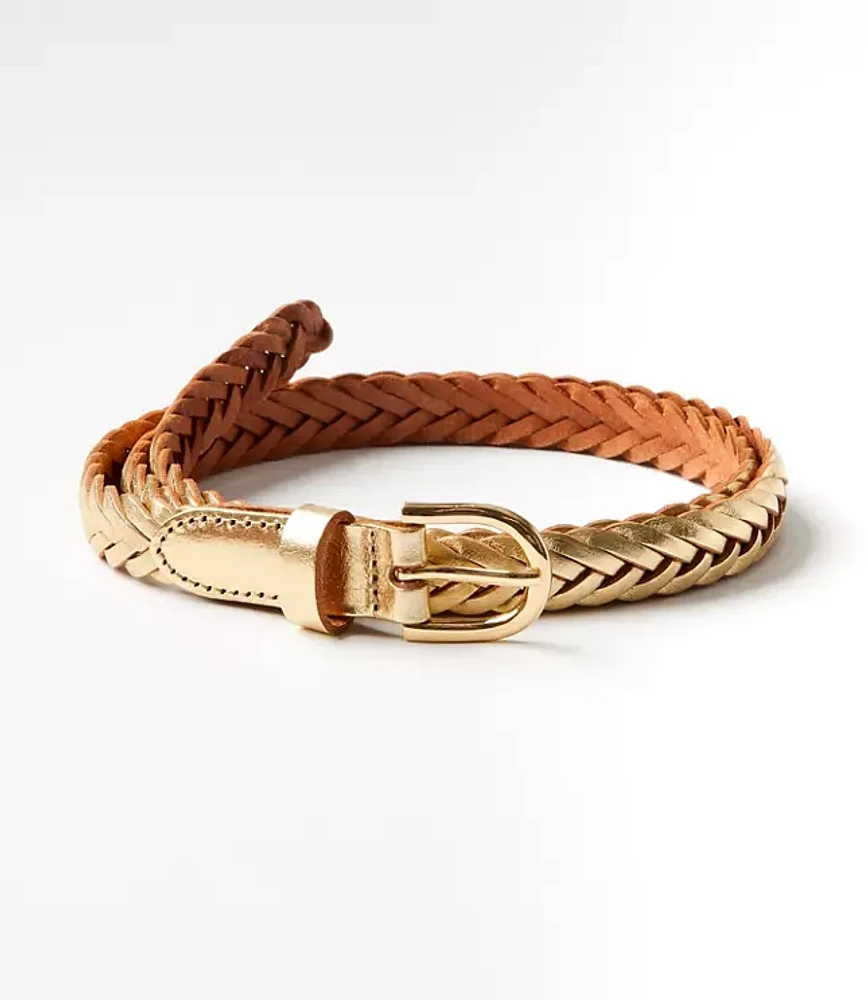 Metallic Braided Leather Belt